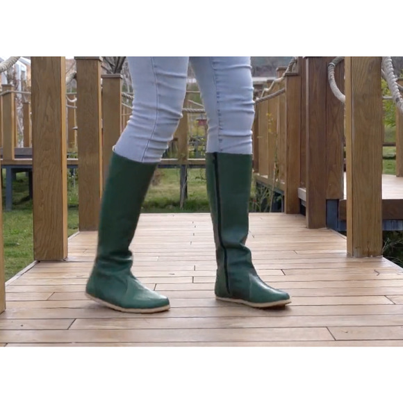 Grass Green Women's Leather Barefoot Nebula Walking Long Boots Size 6 Zero Drop - Picture 2 of 15